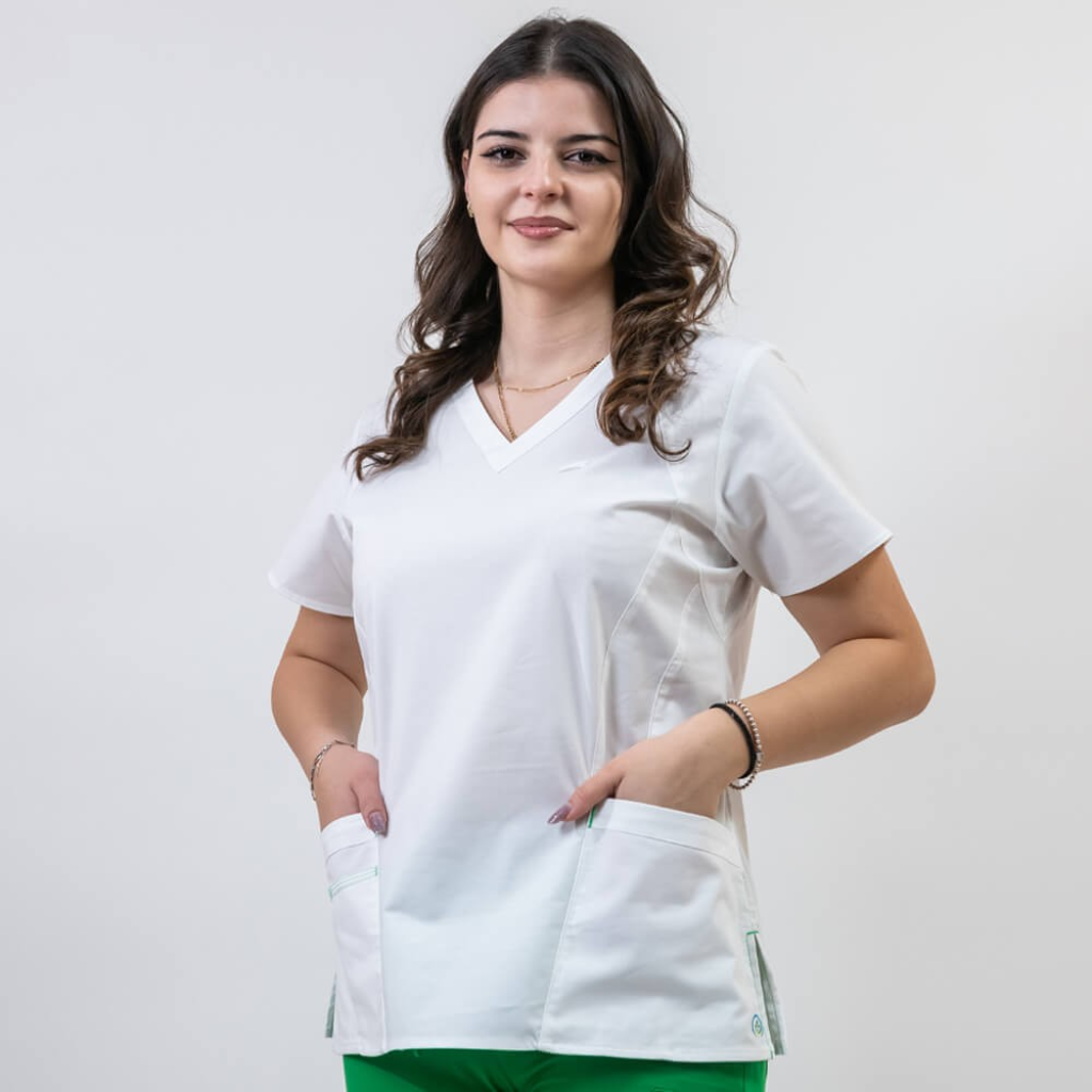 Bluza medicala Lotus Flex, stretch, alb, CVC-NP4 2XS