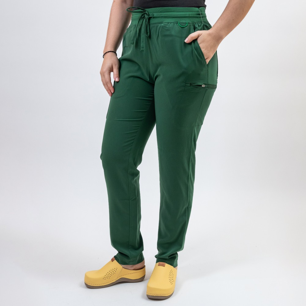 Pantaloni medicali Lotus Flex, stretch, cu snur, verde hunter, TS-SP3