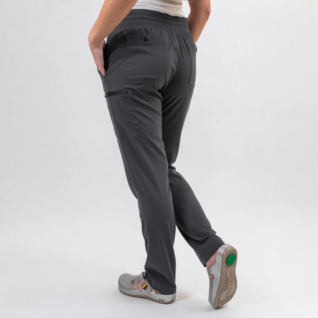 Pantaloni medicali Lotus Flex, stretch, cu snur, gri, TS-SP3