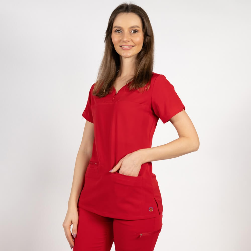 Bluza medicala Lotus Flex, stretch, rosu, TS-NP10